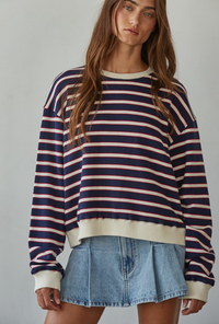 Knit Cotton Striped Crew