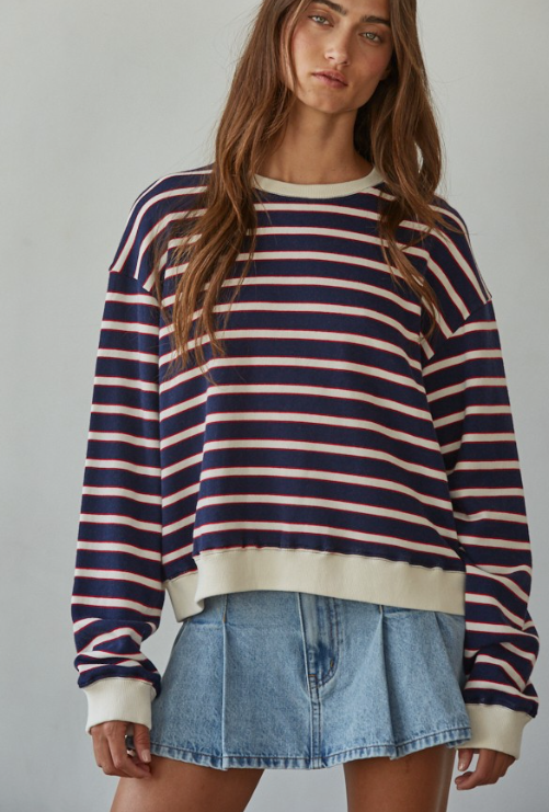 Knit Cotton Striped Crew
