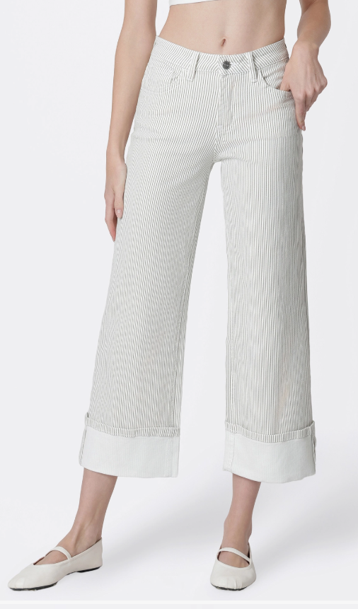 High Rise Striped Cuff