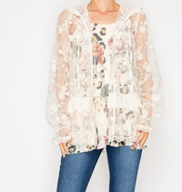 Sheer Floral Embroidered Lace Jacket