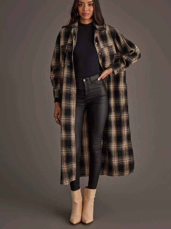 Plaid Long Lightweight Jacket