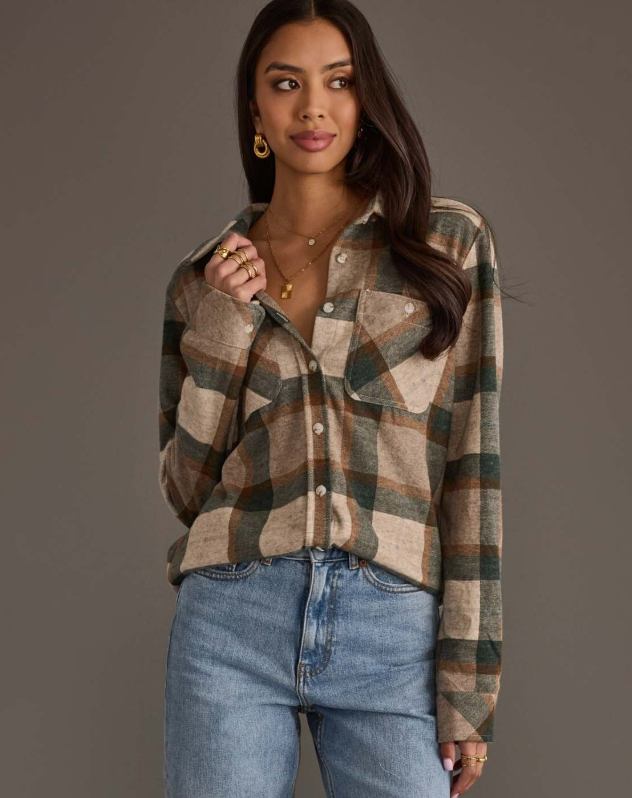 Green Plaid Button Up
