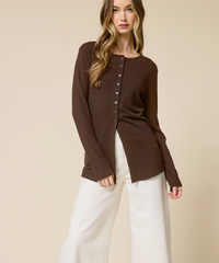 Button-Front Elongated Hemline Cardigan