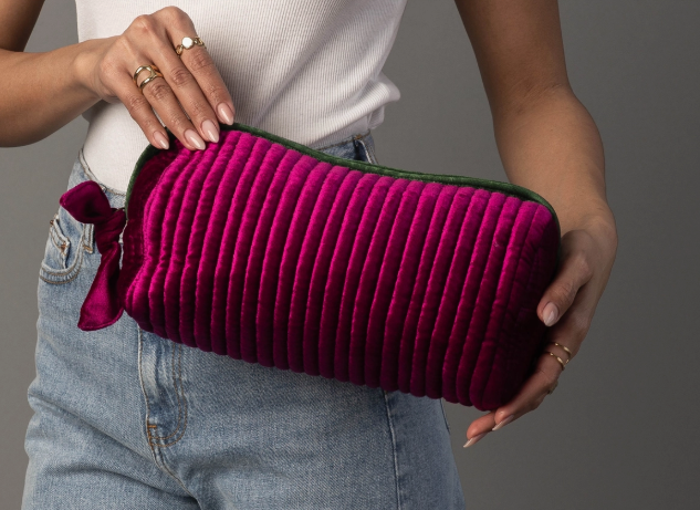 Velvet Ribbed Travel Pouch