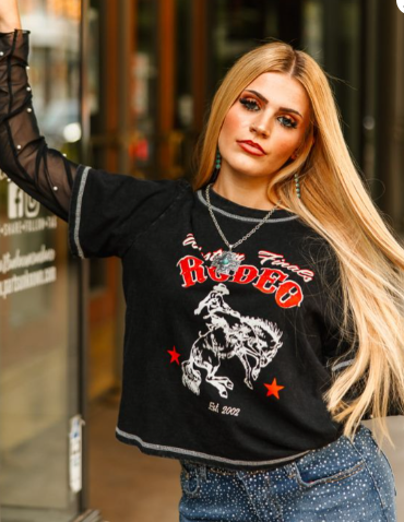 Bull Rider Tee with Pearl Sleeves