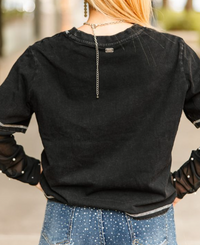 Bull Rider Tee with Pearl Sleeves