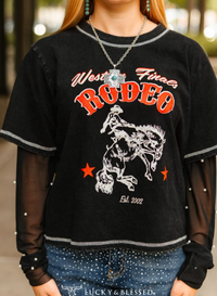Bull Rider Tee with Pearl Sleeves