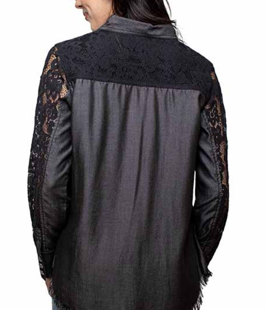Lace Yokes and Sleeves Blouse
