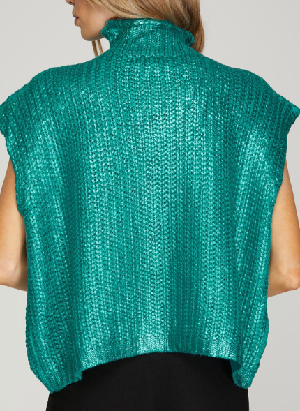 METALLIC FOIL SWEATER TOP