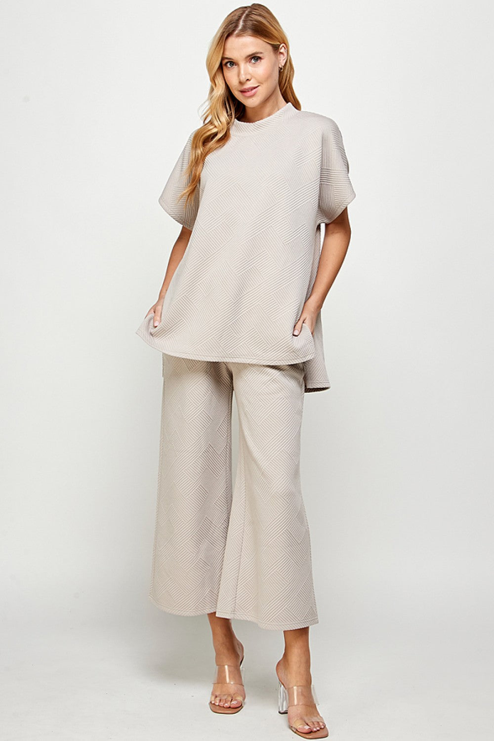 Textured Drop Shoulder Lounge TOp