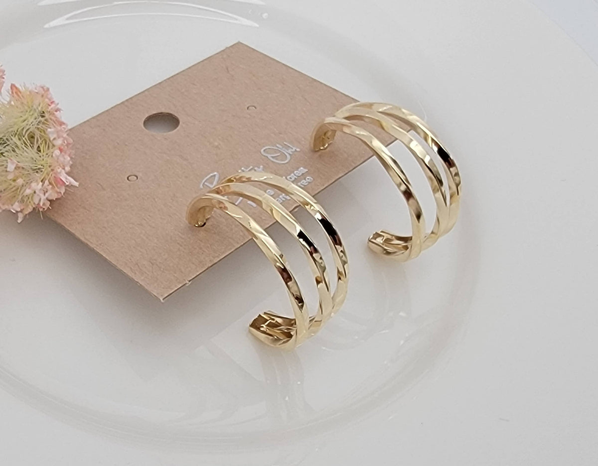 Triple Layered Twisted Hoop Earrings