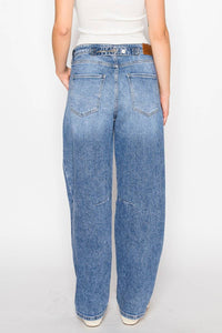 ADJUSTABLE WAISTBAND RELAXED BARREL FIT JEANS