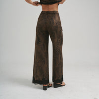 Brushed Leopard Print Lace Trim Pants