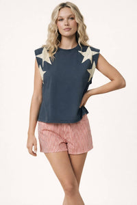 250th 4th of July star shoulder top