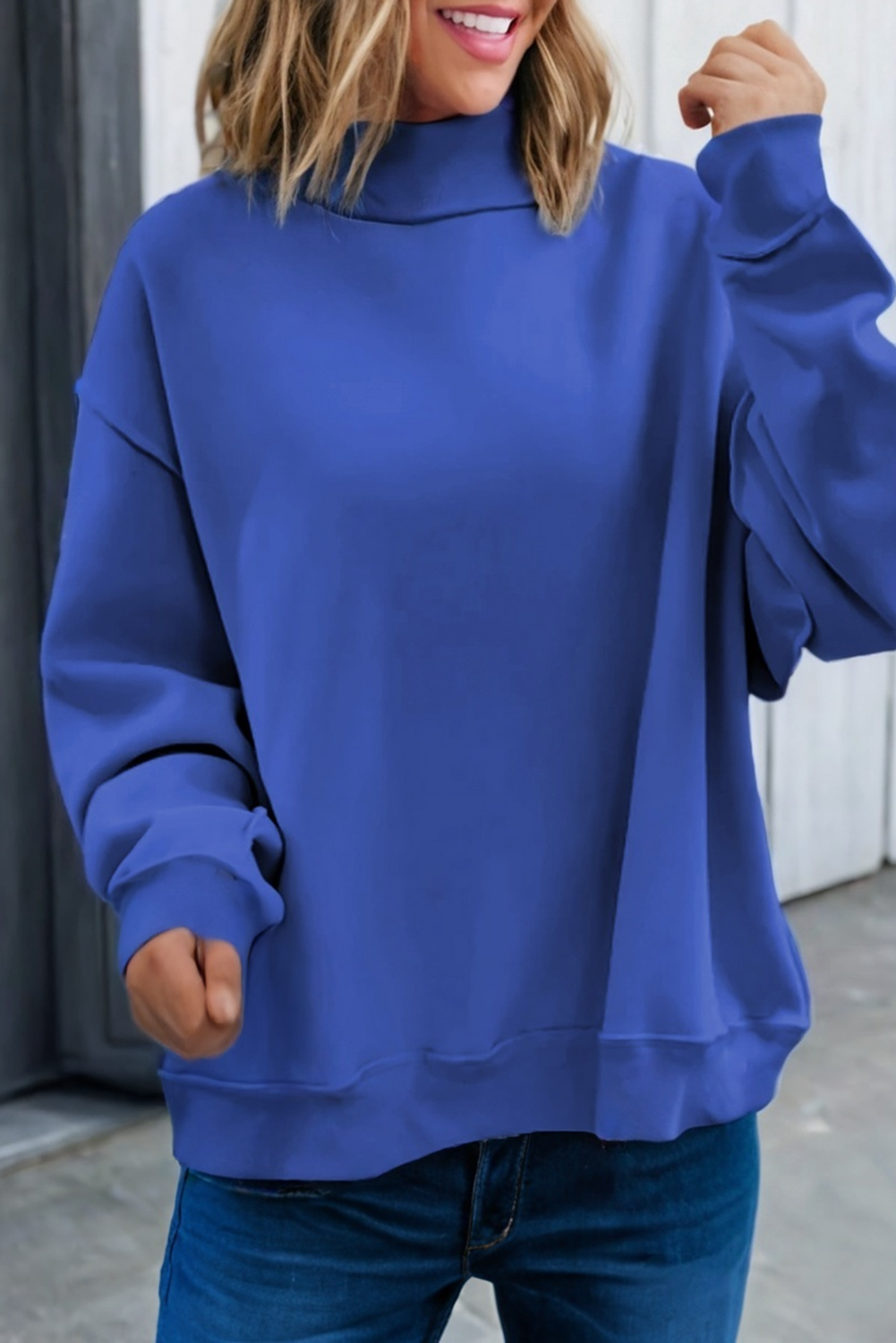 Oversize Drop Shoulder Reversible Sweatshirt
