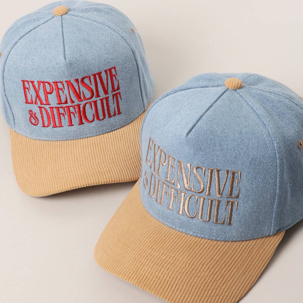 EXPENSIVE DIFFICULT Denim Corduroy Trucker Hat: LBG-LDN-BEIGE / One Size