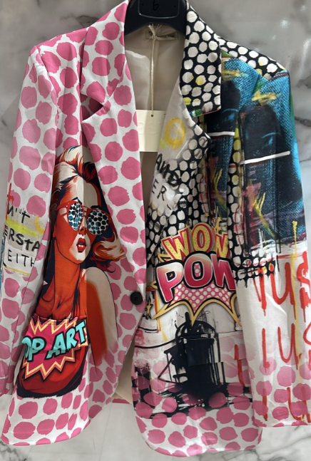 One Size Italian Pop Art Print Blazer