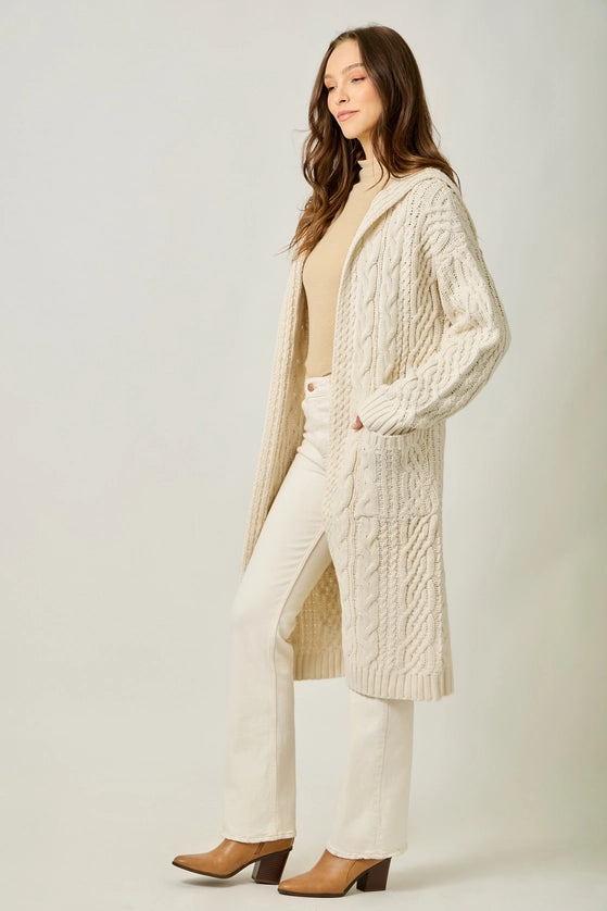 Open Long Hooded Cardigan