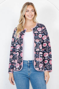 Floral Print Quilted Cotton Jacket