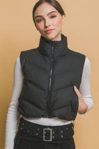 `Cropped Vest With Adjustable Drawstrings