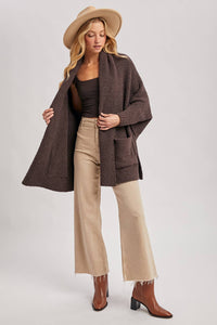 BLANKET WRAP BOUCLE SWEATER CARDIGAN