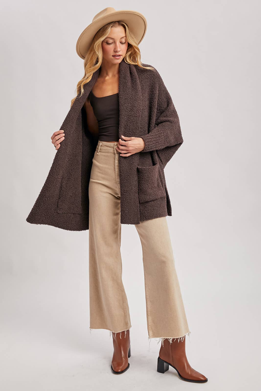 BLANKET WRAP BOUCLE SWEATER CARDIGAN
