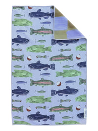 Reel Fun: Reversible Hand Towel: Blue/Green / 19x29in