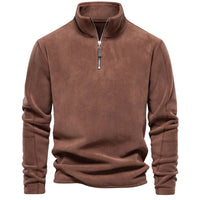 Men's Stand-Collar Long-Sleeve Fleece Quarter-Zip Sweatshirt
