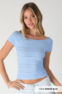 Textured Boat Neck SS Top