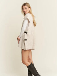 Buckled Oversize Sweater Vest