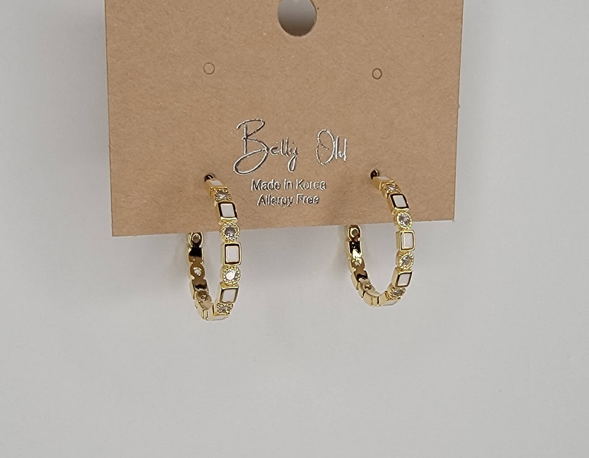 Deco White Hoop Earrings