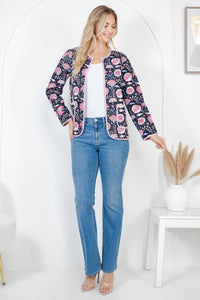 Floral Print Quilted Cotton Jacket