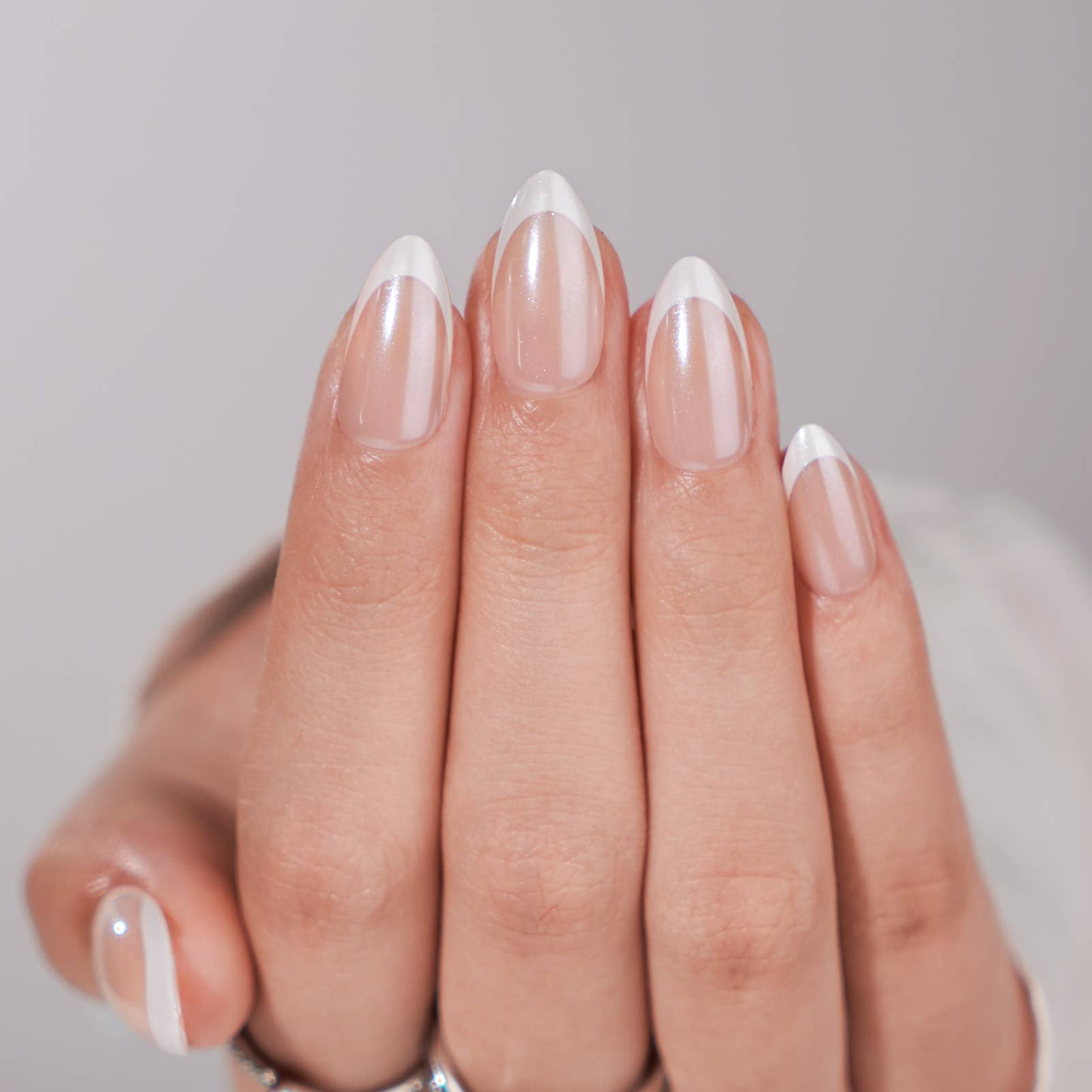 Classic Short Almond Nails - White French Tip Press On Nails: Classic