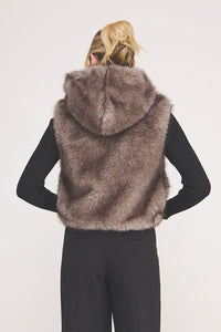 Faux Fur Hoodie Zip-Up Vest