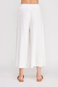 Soft linen smocked tie waist flowy capri