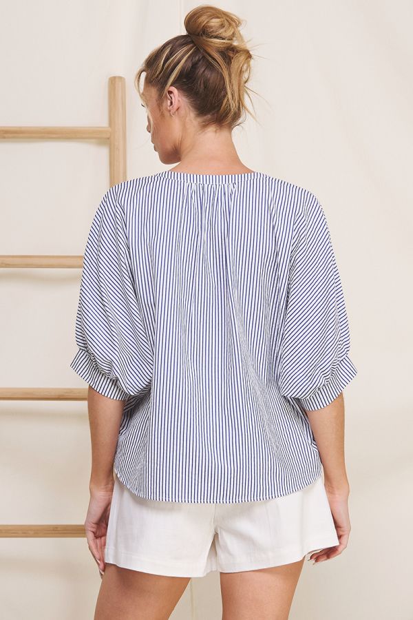 Pinstripe Seersucker Button Front