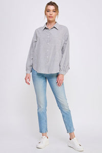 Striped Dolman Button Front Shirt