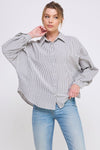 Striped Dolman Button Front Shirt