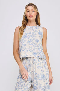 Printed Linen Top