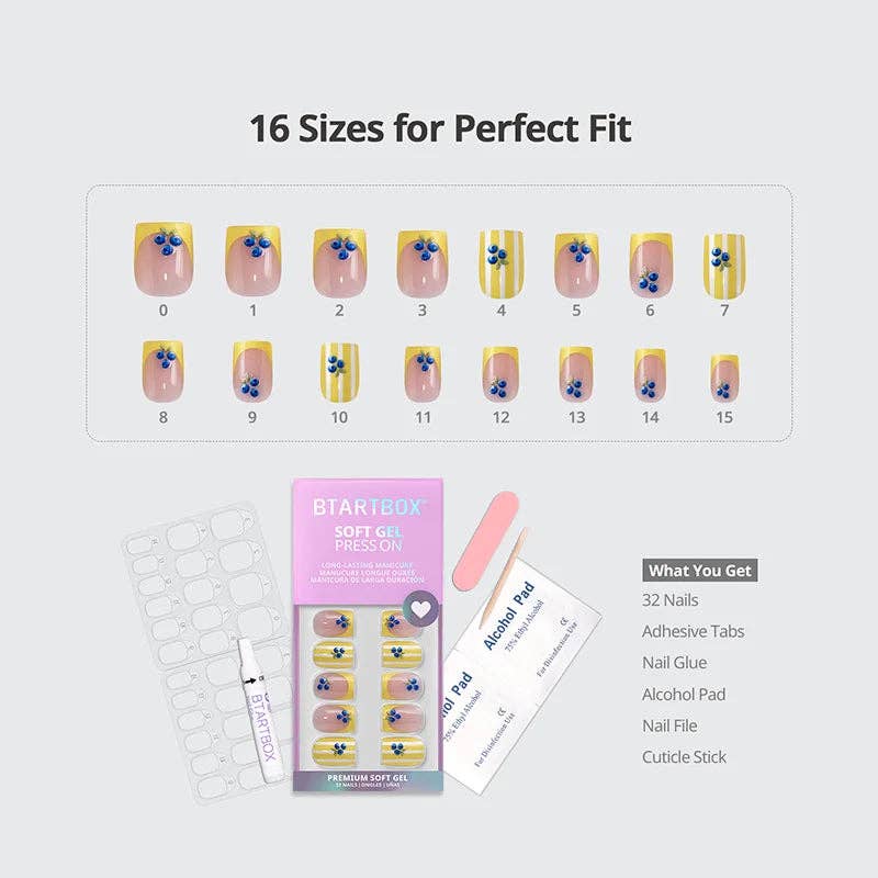 Yellow French Press On Nails - Short Square Nails Wholesale: Meadow Daisy