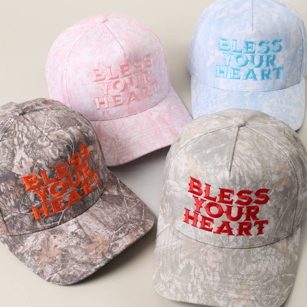 BLESS YOUR HEART Embroidery Camo Trucker Hat
: LT CAMO
