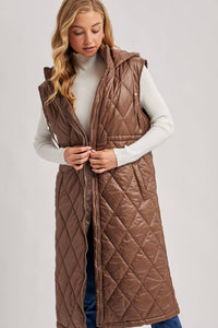 Diamond Quilt Puffer Long Line Vest