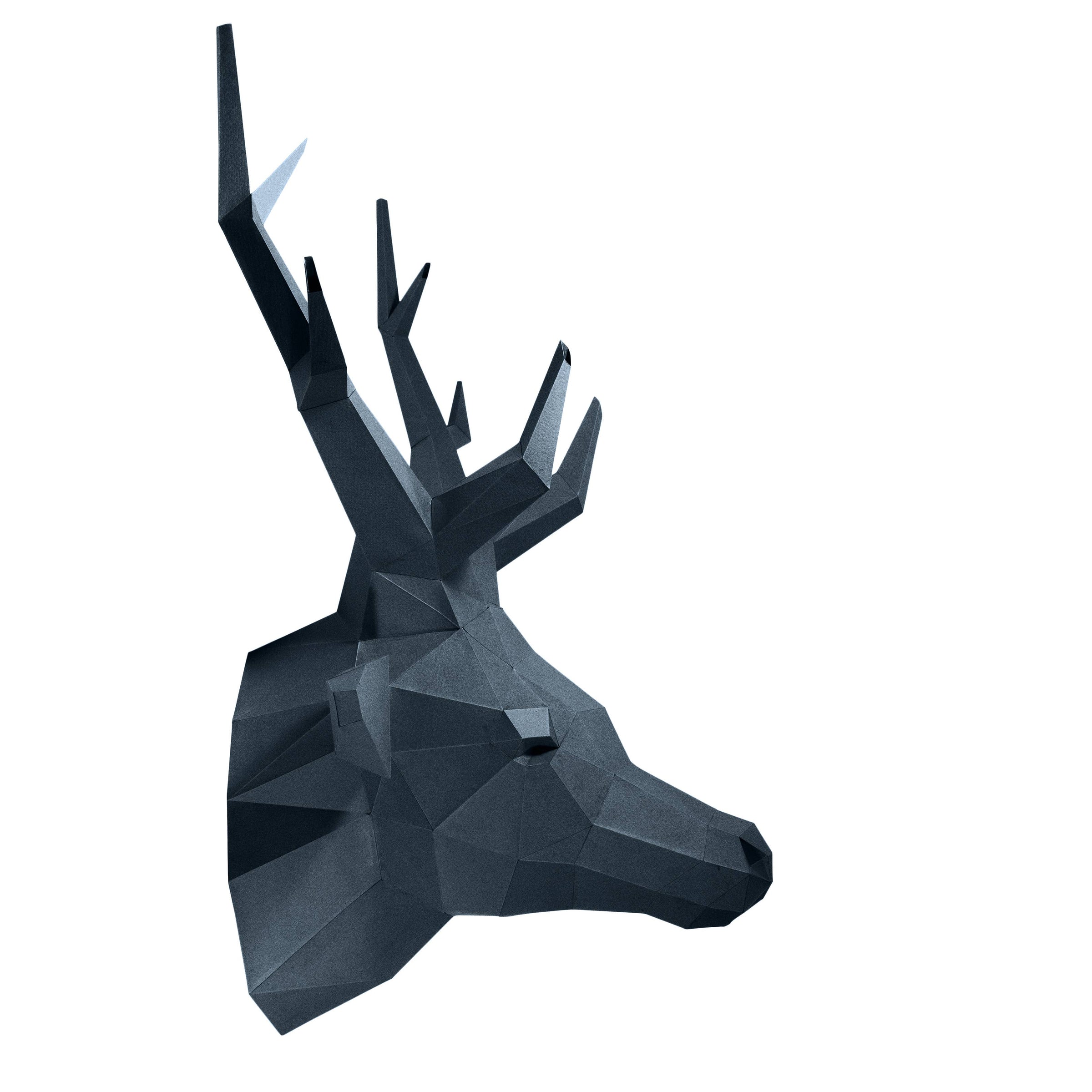 Deer Head Origami Wall Art - Grey Sapphire Limited Edition