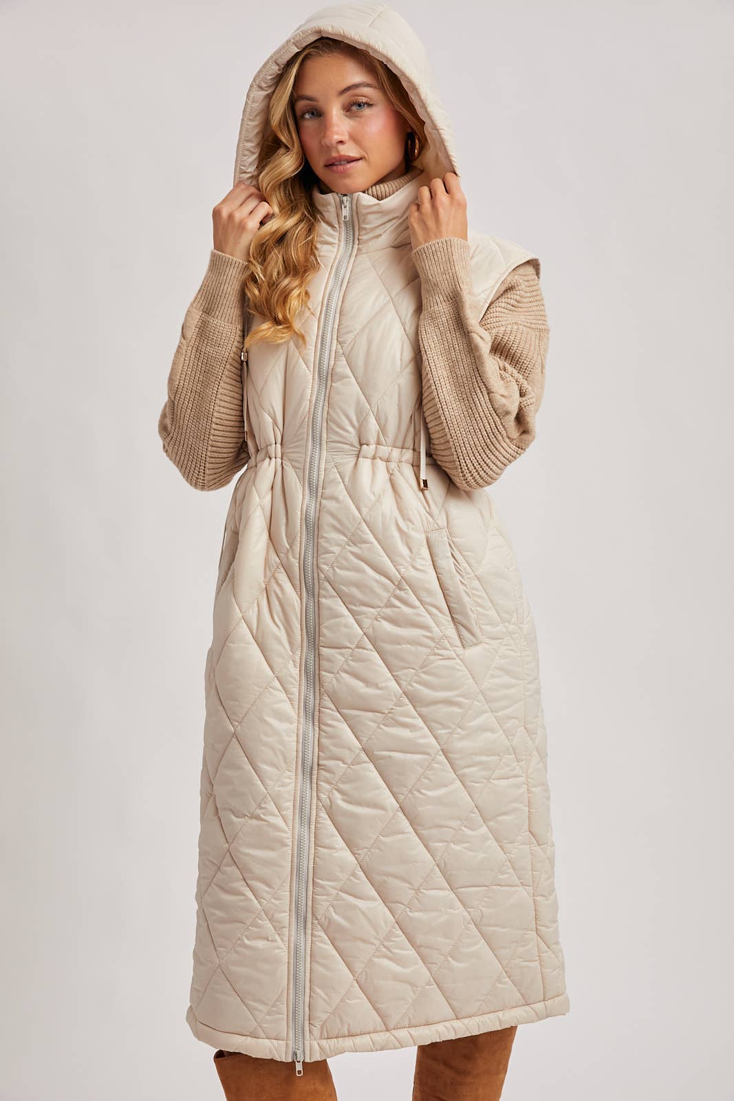 Diamond Quilt Puffer Long Line Vest
