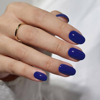 BTArtbox Navy Blue Oval Nails - Reusable Press On Nails Set