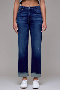 Dark Wash Cuffed  31" Inseam Straight Jean:
