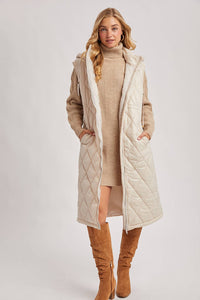 Diamond Quilt Puffer Long Line Vest