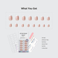 Short Oval French Tip Nails Press On - 30 Stick On Nails Kit: Chic Twins