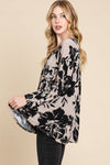 Plus Size ITY Print Floral V Neck Casual Top