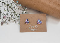 Rhinestone Post Earrings Purple Iridescent